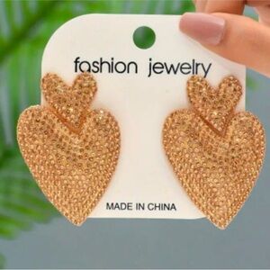 Double Heart Earring/ Champagne